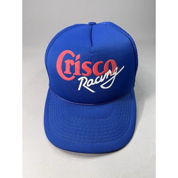 Vintage Snapback Mesh Foam Trucker Hat Crisco NASCAR Racing Advertising NOS 80's - Picture 2 of 8